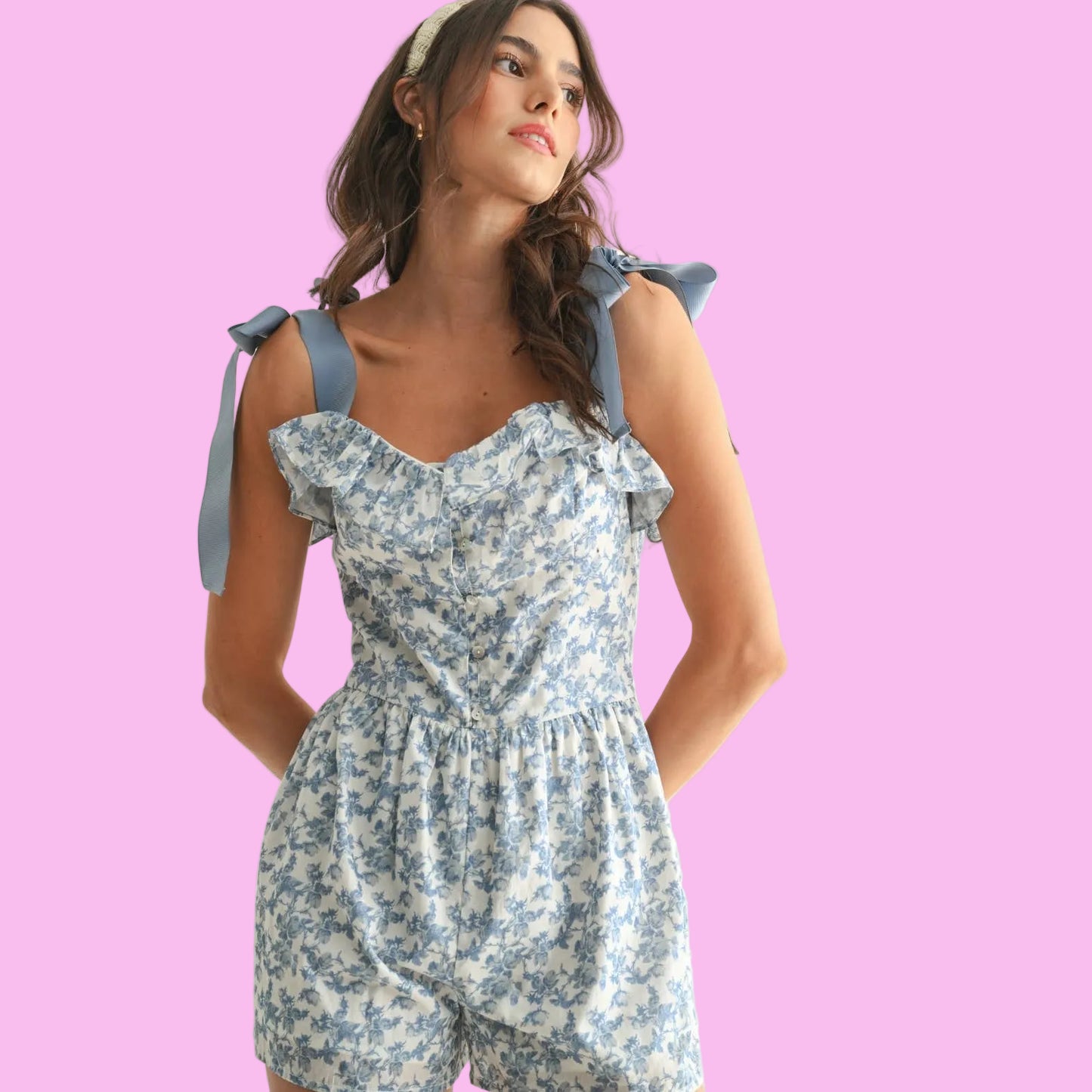 Blue Floral Romper
