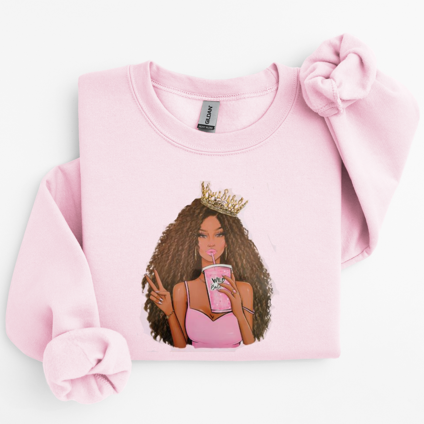 Melanin Princess with Crown Curly Brown Hair Graphic Tee
